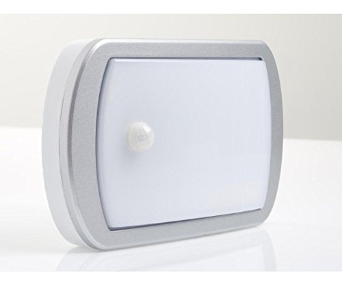 Brackenheath iSpot Lozenge 10W LED PIR Bulkhead Outdoor Wall Light White & Silver 3000K Warm White WW 550 Lumem