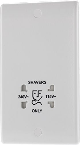 BG Electrical 820-01 115- and 230-Volts Dual Voltage Shaver Socket, White Moulded, Round Edge, 14.5 x 8.5 x 4.5 cm