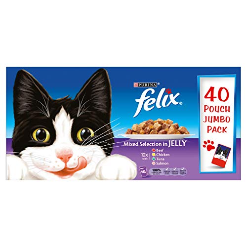 Felix Adult Cat Food Mixed Selection in Jelly, 40 x 100g