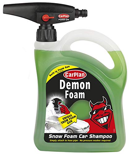 CarPlan Demon Snow Foam Car Shampoo with Built in Gun - 2 Litre - Vehicle Wash Cleaner High Detailing Care Attach To Hose Pipe No Pressure Washer Required - Easy to Use