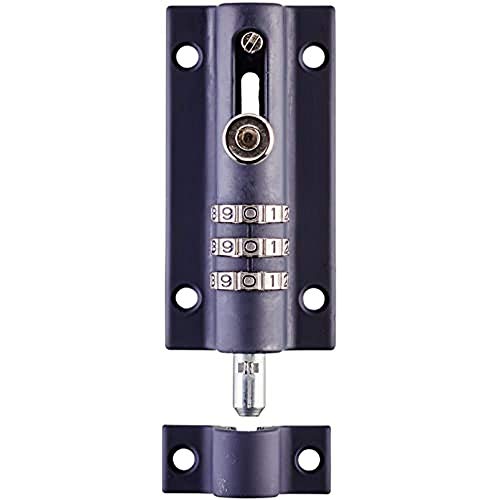 Squire Combi Bolt Door Lock (COMBI3) - 3 Wheel Combination Locking Bolt - Weatherproof Die Cast Body - Tamper Proof Slide Bolt - High Security Gate Lock for Home & Garages (Navy Blue, 92 mm)