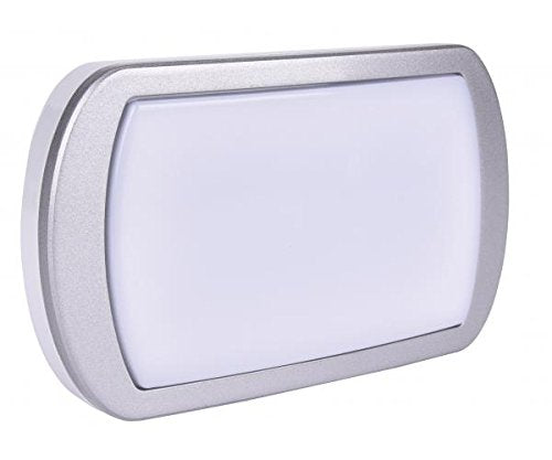 Brackenheath iSpot Lozenge 10W LED Bulkhead Outdoor Wall Light White & Silver 5700K 550 Lumen