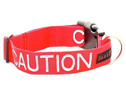 CAUTION (Do Not Approach) Red Colour Coded S-M L-XL Dog Collars PREVENTS Accidents By Warning Others Of Your Dog In Advance (S-M)