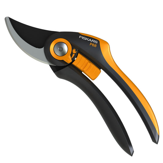 Fiskars SmartFit Pruner Bypass P68, Cutting Diameter Adjustable Up to 2.4 cm, Steel Blades with Non-stick Coating/Fiberglass ReinForced Plastic Handles, Length:20 cm, Black/Orange, 1001424